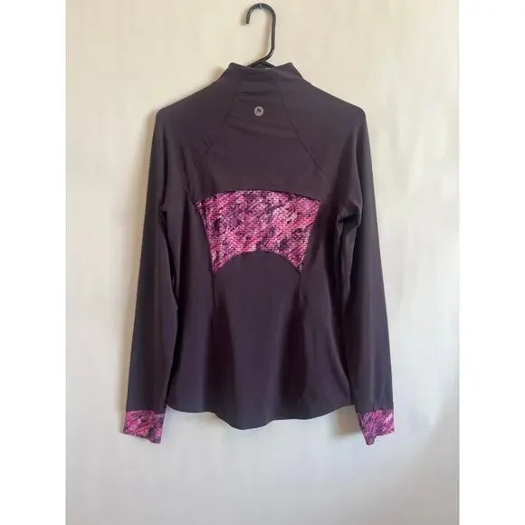 MARMOT WOMENS LIGHTWEIGHT LONG SLEEVE PULLOVER 3/4 ZIP JACKET BASELAYER PURPLE - Picture 3 of 13